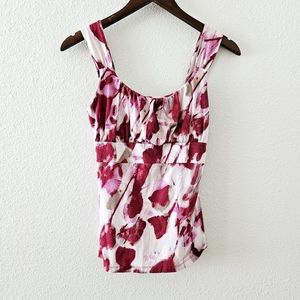 Ann Taylor sleeveless top size XS white burgundy empire waist stretch tank